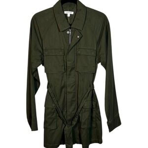 NWT GOOD AMERICAN‎ Anthropologie Olive Green Utility Belted Jacket Coat 2 Medium